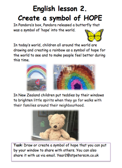 Engish lesson 2. Create or draw a symbol of hope!